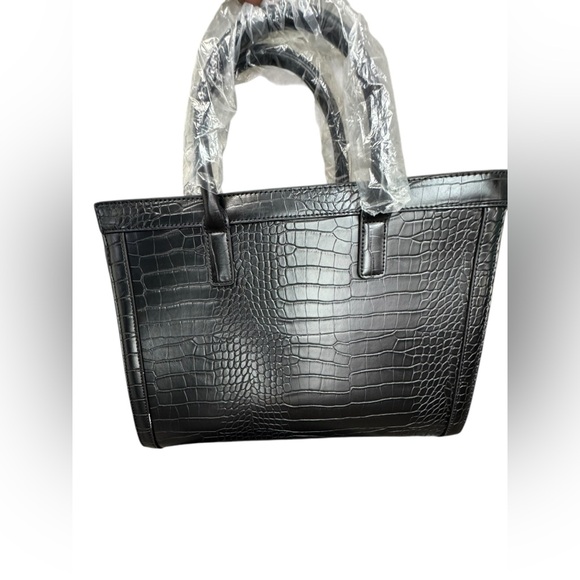 JustFab Black Croc-Embossed Satchel Tote | Chain Strap | NEW - Picture 6 of 8